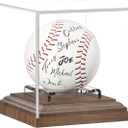 Baseball Display Case for Balls Walnut Wood Base Acrylic Baseball Holder Display Case Uv Protection Baseball Cube Box Stand Memorabilia Autograph Ball, Ideal Gift for Official Size Ball Display