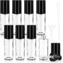 8 Pcs 30ml/1oz Clear Glass Liquid Foundation Pump Bottles with Black Head Round Cosmetic Dispenser Jars for Lotion Moisturiser Skincare Products,1 Funnel & 1 Dropper
