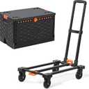 Foldable Utility Cart Collapsible Crate Rolling Carts with Wheels, Hand Truck Storage Box with Telescoping Handle, Folding Shopping cart with Wheels for Office Shopping Camping Travel Moving