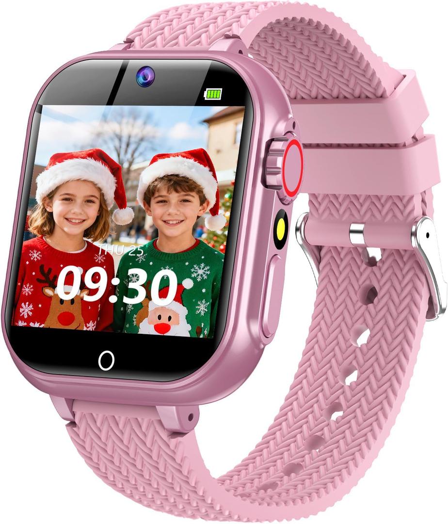 Kids Smart Watch for Girls Ages 5-12 with 32 Games, HD Touch Screen, Camera, Video/Audio Recording, Music Player, Alarm Clock 12/24, Christmas Birthday Gifts Toys for Girls Ages 4 5 6 7 8 9 10 (Pink)
