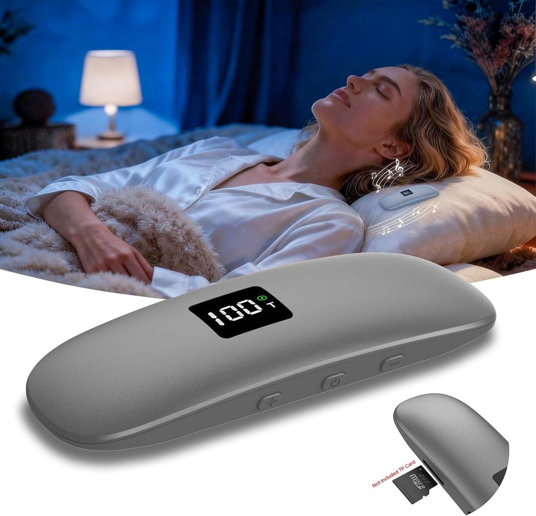 ByteWave Bone Conduction Under Pillow Sleep Speaker, UltraThin Wireless Bluetooth 5.3 Mini Pillow Speaker with LED Display,TF Card,AutoOff, Private Design for Side & Light Sleepers Bedside Listening