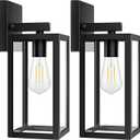 2-Pack Outdoor Light Fixtures Wall Mount, Waterproof Exterior Wall Lanterns with Clear Glass, Anti-Rust Outside Black Wall Sconces, Front Porch Lights for House Garage Doorway, Bulbs Not Included, 12.5inch