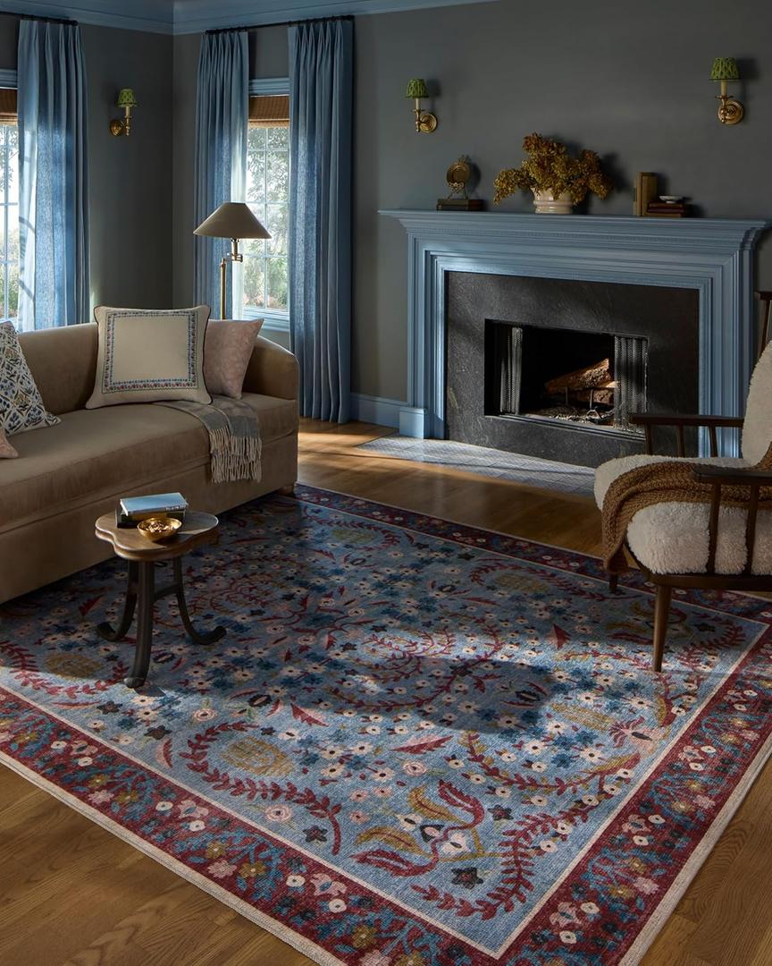 Loloi Rifle Paper Co. Canopy Collection CNP-03 Red/Blue 6'-0" x 9'-0" Area Rug
