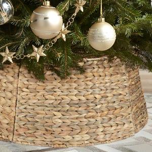 5-Piece Rattan Christmas Tree Collar - 26" Rustic Farmhouse Tree Skirt- Xmas Tree Base Cover for Christmas Decoration- Woven Holiday Tree Ring Accessory for Home, Living Room (Natural, 26 in)