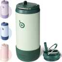 BOTTLE BOTTLE Water Bottles 12 oz Insulated Water Bottles with Leak Proof Lid Silicone Boot Stainless Steel Straw Cup for School Sports Travel Best Gifts Boys Girls green