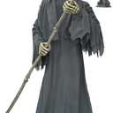 Haunted Hill Farm Motion-Activated 6-Ft. Tall Ghostly Guide, Plug-in Talking Scare Prop Animatronic with Spooky Sound Effects and Lights for Indoor or Covered Outdoor Creepy Halloween Decoration