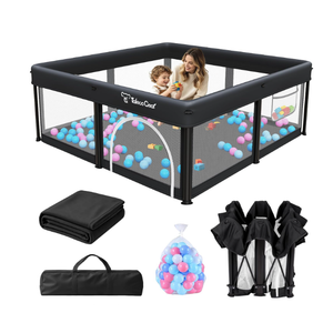 TOREVSIOR Foldable Baby Playpen with Mat, 50"50" Collapsible Play Pen for Babies and Toddlers, Indoor & Outdoor Kids Safety Play Pen, Portable Play Yard, Foldable Baby Playpen 