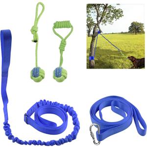 DGSL Outdoor Hanging Bungee Dog Toy - Interactive Dog Tug Toy with 2 Chew Rope Toys for Small to Large Dogs - Best for Tug of War, Bite Training, Pull Exercise, Solo Play