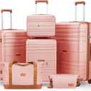 Luggage Sets with Spinner Wheels, Lightweight Hardshell Suitcase Set with TSA Lock, Carry On Checked Luggage Set with YKK Zippers (Pink, 6 piece sets（14/20/24/28/DB/TB）)