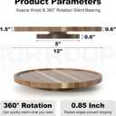 12 inch Wooden Lazy Susan Turntable for Cabinet, Acacia Lazy Susan Organizer for Table Top, Cabinet Fridge, Countertop, Pantry