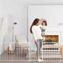 Regalo Safety 144" Super Wide Baby Gate & Play Yard, 2-in-1 Adjustable 6-Panel Safety Gate for Doorways & Large Openings, Hardware Mounted Gate for Babies, Toddlers & Pets