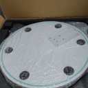 Floor Mobile TV Stand with Power Outlet, Rolling TV Cart for 27-65 Inch OLED LED Monitors, 6 Levels of Height Adjustment, Ambient Lighting on The Bottom Wheels Holds up to 88lbs, 400x400mm (White)