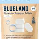 BLUELAND 100% Plastic-Free Dishwasher Detergent Tablets, 60 Count, Free & Clear, Eco-Friendly Dishwashing Pods, Natural, USDA Certified biobased