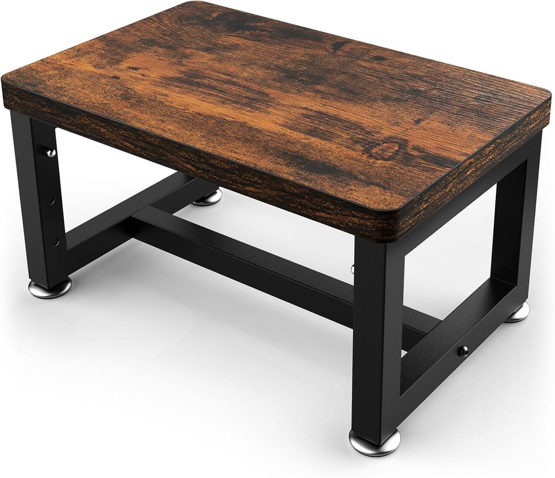 Step Stool, Height-Adjustable Wooden Step Ladder Foot Stool Small Kitchen Stool Helper for Toddler Adults, Ladder Chair for Home Bedside