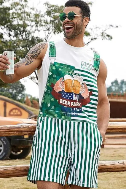 Bindefon Bibs Overalls Men Cute Jumpsuit Work Coveralls Shorts Romper XL