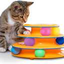 Catstages Tower of Tracks Cat Toy 3-Level Track Tower with 6 Balls, Interactive Cat Toy for Indoor Enrichment