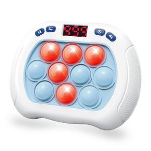 Pop Game Light Up Fidget Toy for Kids, 6 Modes LED Screen Quick Push Controller Electric Fidget Popper Game Quick Push Bubble Sensory Games Birthday Toys for Kids Lightblue