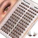 Brown Lashes Clusters Wispy Eyelash Clusters Natural Lash Extensions C-Curly Cluster Eyelash Extensions Fairy Cluster Lashes 10-16MM DIY Fake Eyelashes Dark Brown Individual Lash Pack