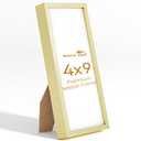 4x9 Aluminum Metal Picture Frame,Tempered Glass Gold Photo Frame 4x9 for Family Photo,Posters,Art,Document to Wall Mount Horizontally or Vertically