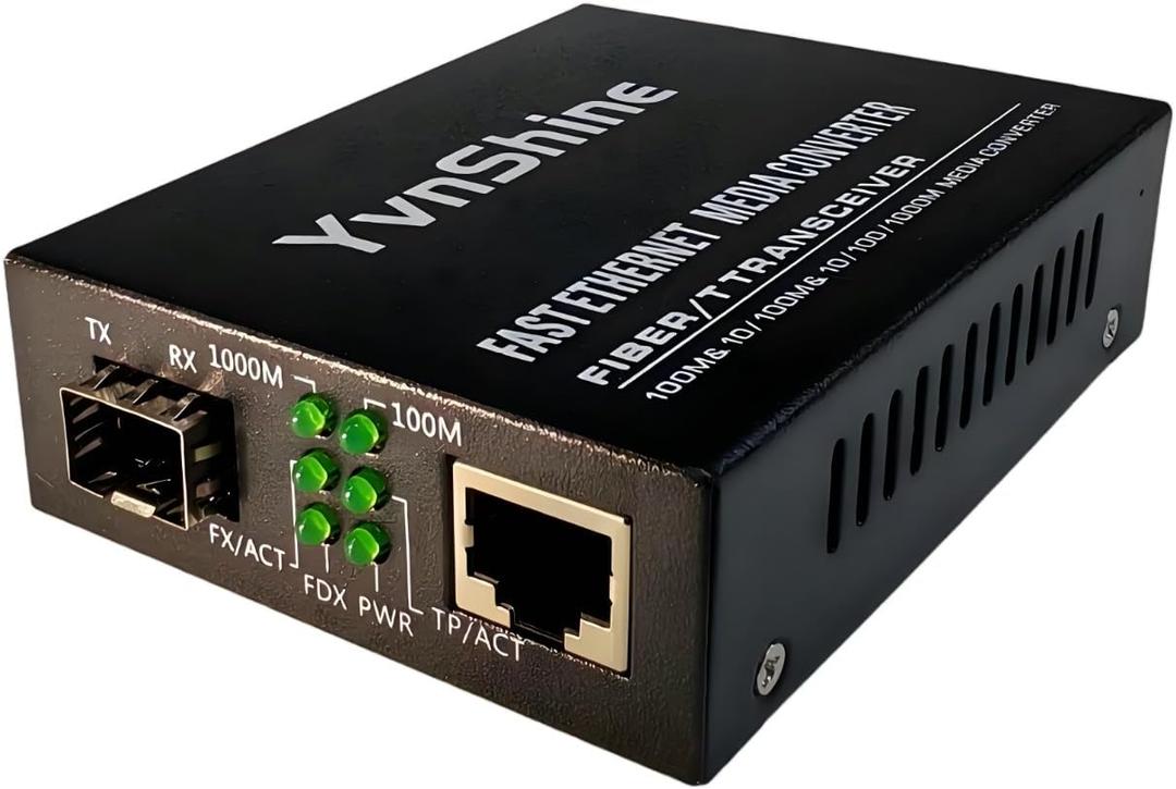 Gigabit SFP to RJ45 Fiber Media Converter- Multimode/SingleMode Fiber to Ethernet Converter, Plug & Play 10/100/1000Mbps RJ45 1.25G Open SFP Slot