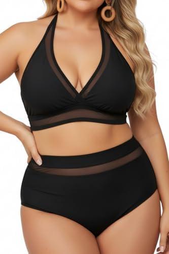 Tempt Me Women Plus Size Bikini High Waisted Swimsuits Mesh Tummy Control Two Piece Bathing Suit 24W Tempt Me Women Plus Size Bikini High Waisted Swimsuits Mesh Tummy Control Two Piece Bathing Suit 24W