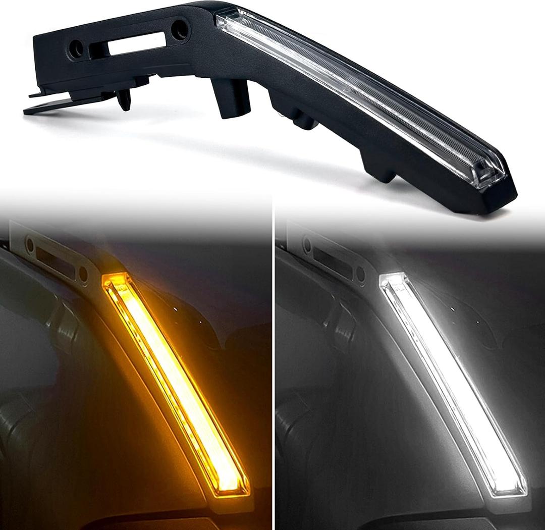 LED Hood Handle Lights fit for Ford Bronco 2021 2022 2023 2024 2025 Accessories Daytime Running Light Fog Light with White LED DRL - Amber Sequential Turn Signal (All models)