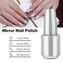 18ml Mirror Nail Polish, Silver Metal Nail Polish for Drawing Manicure No Need UV/LED Cure