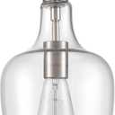 Modern Farmhouse Pendant Lighting for Kitchen Island Glass Pendant Light Brushed Nickel, 1-Light