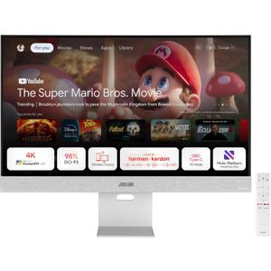 ASUS ZenScreen 31.5 4K USB-C Smart Monitor (MS32UC) - UHD (3840 x 2160) IPS, 98% DCI-P3, GoogleTV, Harman Kardon Speakers, USB-C (90W PD), Wireless Display, Netflix and YouTube