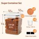 ComSaf Brown Sugar Container Set of 2 (2.5L/2.6Qt), Airtight Food Storage Containers with Lids and Terra Cotta Brown Sugar Saver, Plastic Canisters Sets for Kitchen, Pantry Organizer for Flour, Baking
