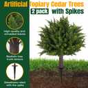24.5 Inch Set of 2 Topiary Cedar Trees Artificial Outdoor,UV Resistant Shrubs Artificial Outdoor Plants,Artificial Bushes for Outdoors with Ground Spike for Spring Porch Decor2PCS