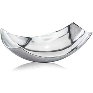 Modern Day Accents Silver SM Cucha Small Scoop, Shiny Bowl, Aluminum, Modern, Tabletop, Accent Piece, Home or Office, Decor, 13" L x 7.5" W x 4.5" H