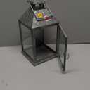 allen + roth 8.7-in x 18-in Galvanised Metal Pillar Candle Outdoor Decorative Lantern