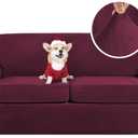 H.VERSAILTEX Real Velvet Plush 3 Piece Stretch Sofa Covers Couch Covers for 2 Cushion Couch Sofa Slipcovers Width Up to 90 Inch Feature Thick Soft Stay in Place (Large Sofa, Burgundy)