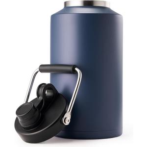 Kerilyn Insulated Gallon Jug with Handle, One Gallon, 128oz Stainless Steel, Large Double Vacuum Water Bottle for Hot & Cold Drinks, Wide Mouth, Sweat Proof, Great for Travel, Camping, Dark Blue
