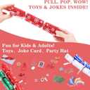 12 Pack Christmas No Snap Party Table Favor Decorations Christmas Poppers Crackers with Snowflake Design, with Party Hat, Joke & Surprise Toys Inside, for Xmas Seasonal Holiday Dinner Traditions (Green)