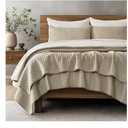 EVERGRACE Cross Stitch Pre-Washed Cotton Quilt Bedding Set Queen Size, Oversized 3 Pieces Lightweight Bedspread Coverlet for All Season, with 2 Matching Shams, Driftwood, 92"x92