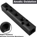 Air Manifold, 5 Way 7 Port Air Compressor Manifold, Air Hose Inline Manifold Block Splitter, Pneumatic Manifold Air Distribution Block, NPT 1/2 Inch Supply Port, NPT 1/4 Inch Output Portblack