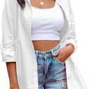 HangNiFang Womens Oversized Button Down Shirts Long Sleeve Loose Fit Work Dressy Blouses Tops (XX-Large, White)