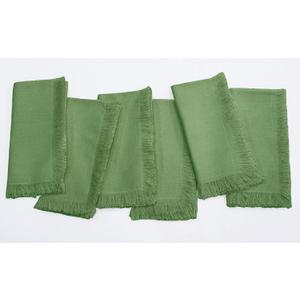 PurpleEssences Cloth Napkins with Fringes, 100% Cotton Fall Thanksgiving Table Cloth Napkins, Set of 6 18x18 Inch Reusable Dinner Napkins for Parties and Weddings - Sage Green