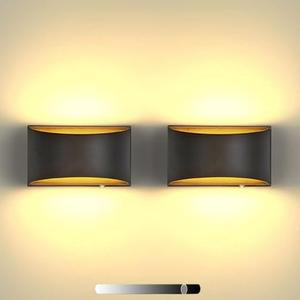 Dimmable Wall Sconces, Wall Mounted Led Wall Lights with ON/Off dimmer Switch Touch Control for Bedroom, Hallway (Black, 3000K 2pack)