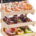 Cookie Bread Display Stand for Bakers and Suppliers, 3-Tier Wooden Dessert Stand with Chalkboard - Perfect for Displaying Cookies, Cupcakes & Pastries at Market Stalls and Party Events
