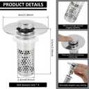 Bathroom Sink Drain Strainer,Pop Up Bathroom Sink Stopper with Removable Stainless Steel Filter Basket Hair Catcher, Bathroom Sink Stopper for US Bathtubs, Showers & Floor Drains