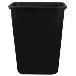 Amazon Basics Rectangular Plastic Office Wastebasket, Easy to Clean, 10 Gallon, Black, 2-Pack