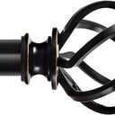 KAMANINA Black Curtain Rod for Windows 66 to 120 Inch (5.5-10ft), 1 Inch Heavy Duty Curtain Rods 32 to 120, Long Decorative Single Drapery Rods, Twisted Cage End