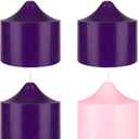 Mega Candles 4 pcs Unscented Christmas Advent Candles Set, Hand Poured Premium Wax Bell Top Round Pillar Candle 3 Inch x 3 Inch, Holidays, Festivities, Devotional, Church, Wreath, Party, Gifts