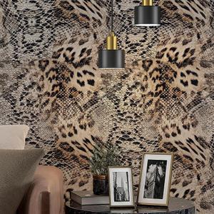 JiffDiff Textured Leopard Snake Print Peel and Stick Wallpaper, 17.3" x 120" Thick Waterproof Self-Adhesive Wall Paper, Modern Jungle Wild Animal Print Contact Paper for Table, Bedroom and Bathroom
