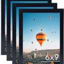 JCJMY 6x9 Picture Frame Set of 4 Black for Wall Hanging or Tabletop- Wall Mounting Horizontally or Vertically, 6 x 9 Wall Gallery Poster Photo Frames for 6 by 9 Photo,4 Pack, Black