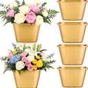 6 Pcs Small Gold Vases for Centerpieces Tall Metal Flower Trumpet Vase Vintage Compote Planter Plant Pots for Wedding Party Table Centerpiece Decorations (3.7 Inch,Cylinder)