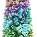 HOLLO STAR 7.5 ft Prelit Christmas Tree with 304 LED Lights, App Control, Slim Pencil Christmas Tree, Multi-Color RGBW Lights, 950 Flocked Frosted Tips, Xmas Tree, 72 Pine Cones, for Home, Party